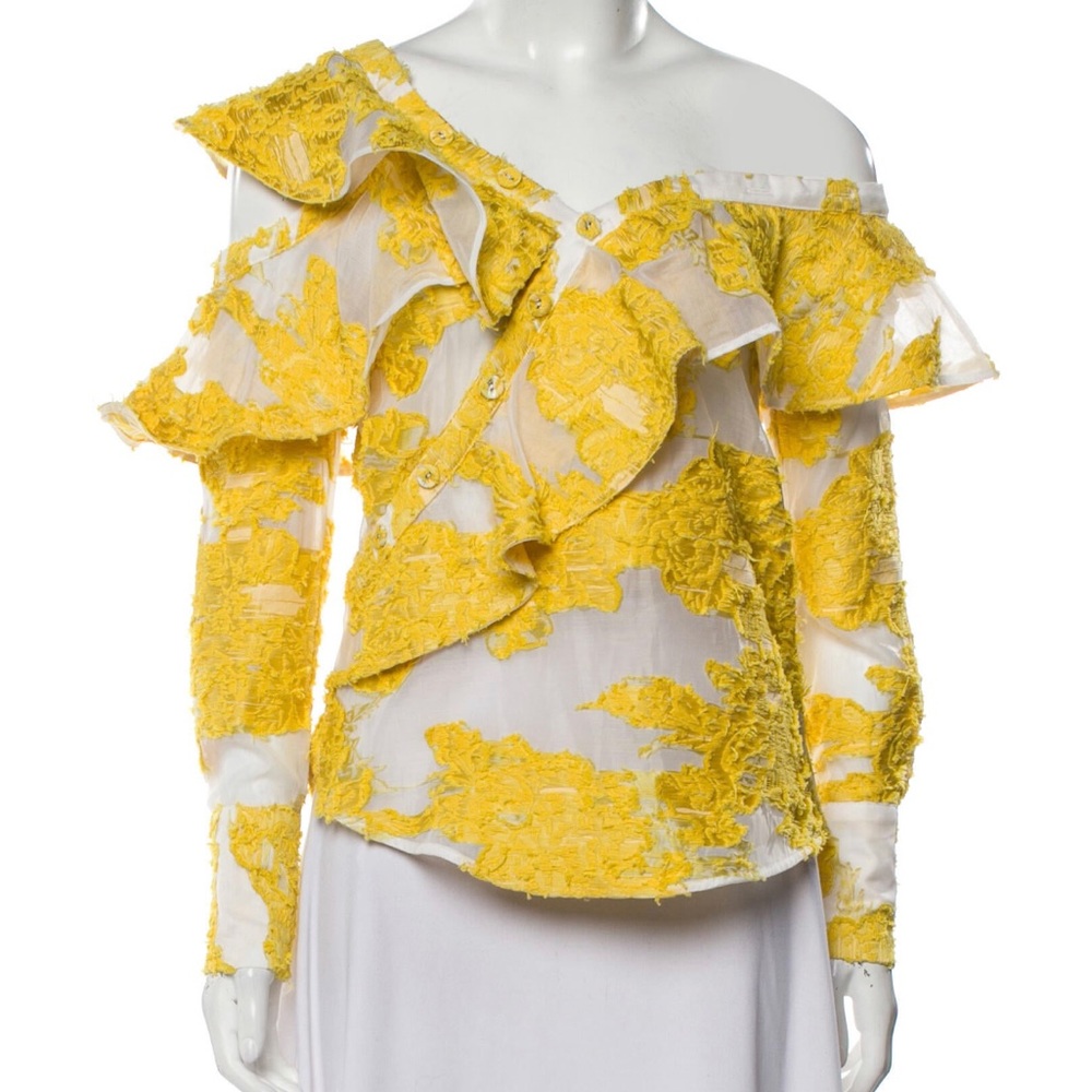 Self portrait yellow of shoulder floral blouse